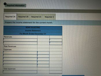 Answered: Prepare the income statement for the current month. Revenues ...