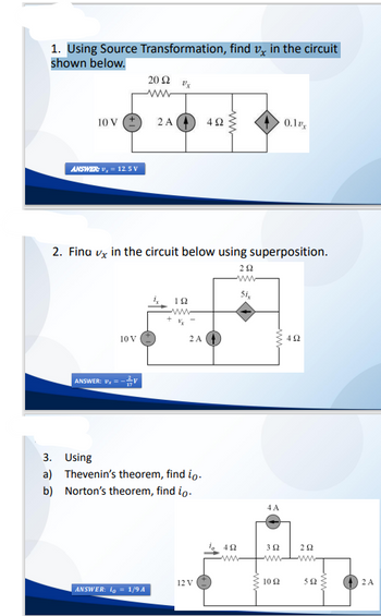 Answered: 2. Fina Vx In The Circuit Below Using… | Bartleby