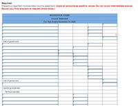 Requlred:
Prepare a classified multiple-step income statement. (Input all amounts es positive values. Do not round Intermedlate answer.
Round your final answers to nearest whole dollar.)
WOODSTOCK STORE
Income Statement
For Year Ended December 31, 2020
Cost of goods sold:
Cost of goods sold
Operating expenses:
Selling expenses:
