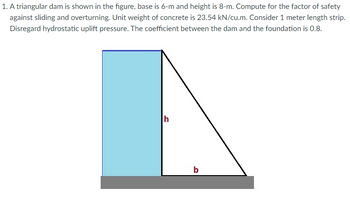 Answered: 1. A triangular dam is shown in the… | bartleby