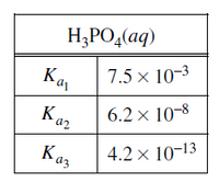 (bv)*
H;PO,(aq)
7.5 × 10-3
Ka
Kaz
6.2 × 10-8
Kaz
4.2 x 10-13
