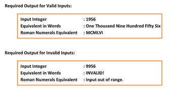 Answered: Required Output For Valid Inputs: Input… | Bartleby