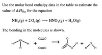 Answered Use the molar bond enthalpy data in the bartleby