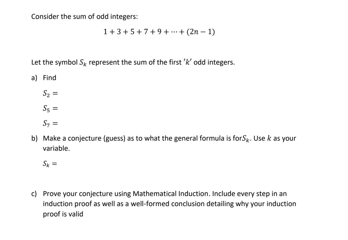 Answered Consider The Sum Of Odd Integers 1 3 Bartleby