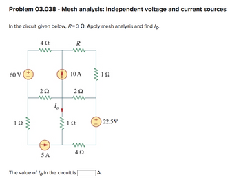 Answered: Problem 03.038 - Mesh Analysis:… | Bartleby