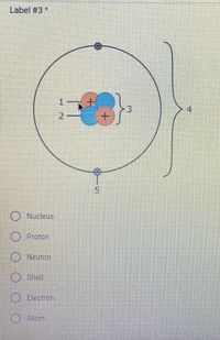 Label #3
4
2
O Nucleus
O Proton
Neuton
O Shel
Electron
Atom
