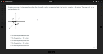 Answered: An Electron Moves In The Negative X… | Bartleby