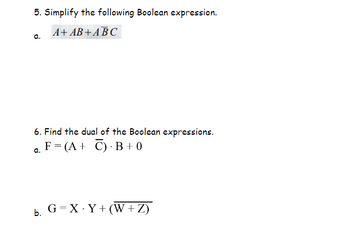 Answered: 5. Simplify the following Boolean…