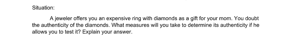 a jeweler offers you an expensive ring with diamonds