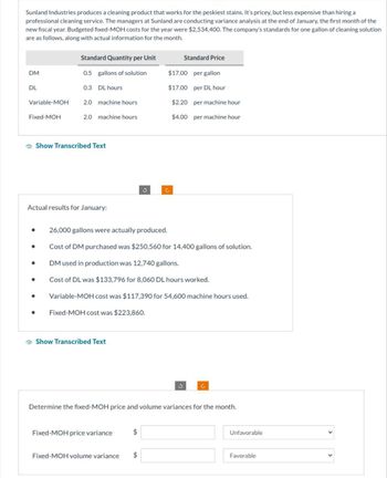 Answered: Sunland Industries produces a cleaning… | bartleby