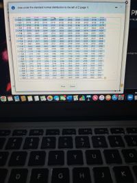 Area under the standard normal distribution to the left of Z (page 1)
PM
-2.3
.0084
.0087
0089
.009
.0094
.0096
.0099
.0102
-2.2
0104
.0107
ch 14, 2
.0110
.0143
0113
0146
0188
.0116
0150
.0119
.0122
.0158
.0125
.0129
.0132
.0136
,0139
-2.1
.0154
.0162
.0166
.0170
0174
0179
-2.0
.0183
0233
.0192
.0197
0202
.0207
.0212
0217
.0222
.0228
-1.9
0239
.0244
0250
0256
.0262
0268
.0274
.0281
.0287
-1.8
0294
0301
0307
.0314
.0322
.0329
.0336
.0344
.0351
0359
1.7
0367
.0375
.0384
0392
.0401
.0409
0418
.0427
.0436
0446
-1.6
0455
.0465
.0475
0485
.0495
.0505
.0516
.0526
.0537
.0548
-1.5
0559
.0681
0571
.0582
.0708
.0594
0606
.0618
.0630
.0643
.0655
.0668
-1.4
-13
.0694
.0721
.0735
0749
.0764
.0778
0934
.0793
0951
.0808
0823
0838
.1003
.0853
.0869
0885
0968
.1151
0901
.0918
-1,2
0985
1020
.1038
1075
.1056
.1093
1112
31ו.
1170
1190
1251
1469
1,1
.1210
.1230
.1271
.1292
.1314
1335
.1357
1.0
.1379
1401
1423
.1446
.1492
1515
1539
.1562
eetings toc
.1587
0.9
1611
1635
1660
1685
1814
2090
1711
1736
1788
1841
2119
1762
1867
2148
0.8
1894
1922
.1949
1977
2005
2033
2061
-0.7
2177
2206
2236
2266
2296
2327
2358
2389
2420
0.6
2451
2514
2546
2483
2810
2546
2578
2611
2643
2676
2709
3050
3409
2743
-0.5
2776
3121
2877
2912
2946
3300
3085
.3446
2843
2981
3015
-0.4
3156
3520
.3192
3557
3228
3594
3264
3632
4013
3336
3707
.3372
-0.3
3483
3859
4247
366
3745
3783
3821
-0.2
3897
4286
4681
3936
4325
4721
3974
4052
4090
4129
.4168
4207
4602
5000
0.1
4443
4364
4761
4404
4483
4880
.4522
4562
-0.0
4641
4801
4840
4920
.4960
En
Print
Done
Ad
14
MacBook Air
吕口
F2
F4
2#
2$
%
&
3
4
5
7
8.
9
R
T
Y
F
DI
