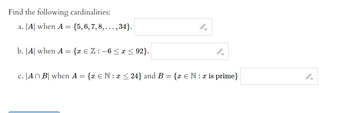 Answered: Find The Following Cardinalities: A. A… | Bartleby