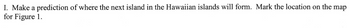 I. Make a prediction of where the next island in the Hawaiian islands will form. Mark the location on the map
for Figure 1.