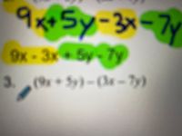 9x+5y-3x-7y
9x-3x 5y-Ty
3.(9 5)-O-7y)
