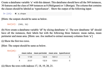 Answered: Create a dataframe variable 'a' with… | bartleby
