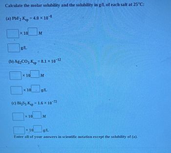 Answered: Calculate The Molar Solubility And The… | Bartleby