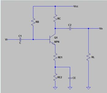 Answered: Vi C1 RB RC Q1 NPN RE1 RE2 C2 -Vcc CE… | bartleby