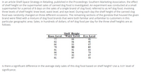 In an article Shelf-Space Strategy in Retailing, published in the Proceedings: Southern Marketing Association, the effect
of shelf height on the supermarket sales of canned dog food is investigated. An experiment was conducted at a small
supermarket for a period of 8 days on the sales of a single brand of clog food, referred to as Arf dog food, involving
three levels of shelf height: knee level, waist level, and eye level. During each day the shelf height of the canned clog
food was randomly changed on three different occasions. The remaining sections of the gondola that housed the given
brand were filled with a mixture of dog food brands that were both familiar and unfamiliar to customers in this
particular geographic area. Sales, in hundreds of dollars, of Arf dog food per day for the three shelf heights are as
follows:
Shelf Height
Knee Level Waist Level
88
Eye Level
77
85
82
94
85
86
93
90
87
78
81
81
91
80
86
94
79
77
90
87
81
87
93
Is there a significant difference in the average daily sales of this dog food based on shelf height? Use a, 0.01 level of
significance.
