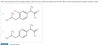 Motrin and its derivative are only slightly soluble in water, but one is a little more soluble than the other. Which of the compounds has the greater solubility in water?
CH,
но
CH3
OH
H3C
CH3
CH3
OH
HgC
Submit
Request Answer
