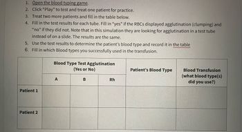 Answered: 1. Complete the blood compatibility… | bartleby