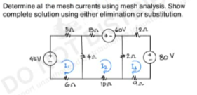 Answered: Determine All The Mesh Currents Using… | Bartleby