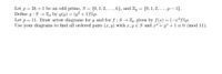 Let p = 2k +1 be an odd prime, S = {0,1,2,., k}, and Z, = {0, 1, 2, ...,p – 1}.
Define g : S → Z, by g(y) = (y² + 1)%p.
Let p = 11. Draw arrow diagrams for g and for f :S → Z, given by f(x) = (-x²)%p.
Use your diagrams to find all ordered pairs (r, y) with r,y E S and r+y² +1 = 0 (mod 11).
