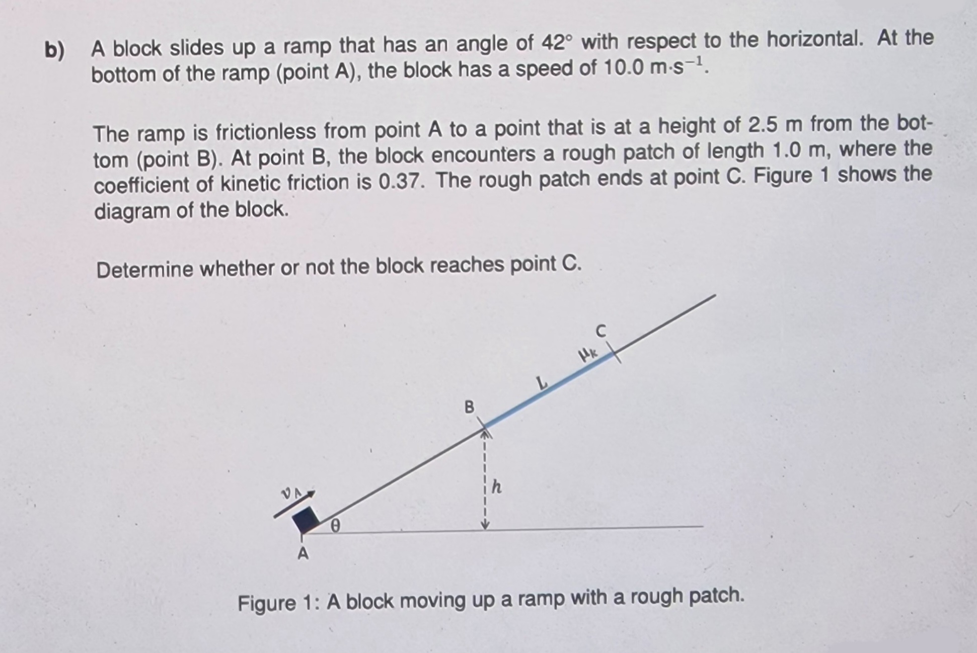 Answered: B) A Block Slides Up A Ramp That Has An… | Bartleby