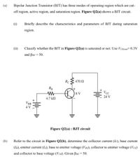 Answered: (a) Bipolar Junction Transistor (BJT)… | Bartleby