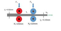 F,
F2
to = 9.52mm
t,
U2
t2 = 6.35mm
R,=250mm
R2=220mm
