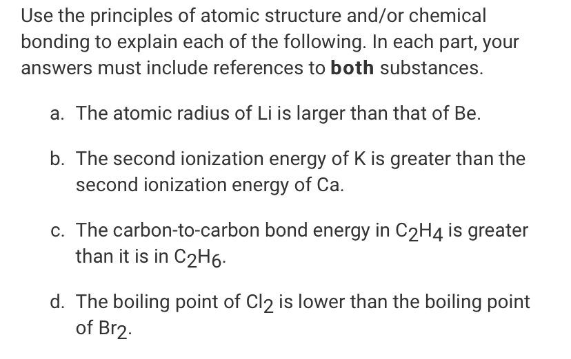 Answered Use the principles of atomic structure bartleby