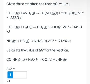 Answered Given these reactions and their AG bartleby