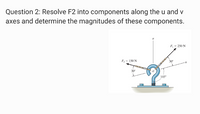 Question 2: Resolve F2 into components along the u and v
axes and determine the magnitudes of these components.
F = 250 N
F= 150 N
30°
30
105"
