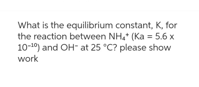 Solved Which of the Equilibrium Constant (K) versus