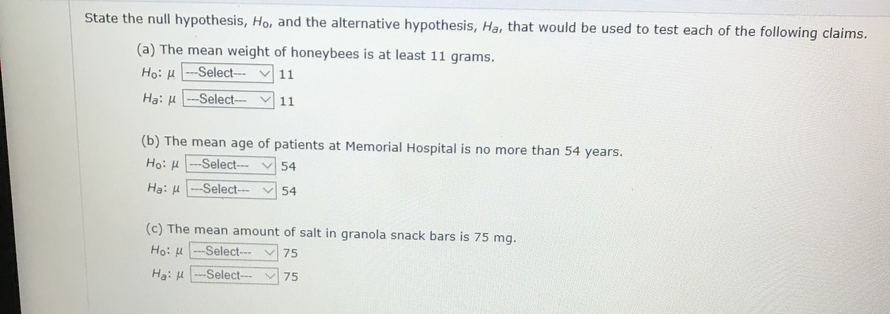 null hypothesis ho and ha