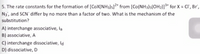 5. The rate constants for the formation of [CoX(NH3)s]?* from [Co(NH3)s(OH2)]³* for X = CI"', Br',
N3, and SCN differ by no more than a factor of two. What is the mechanism of the
substitution?
A) interchange associative, la
B) associative, A
C) interchange dissociative, Id
D) dissociative, D
