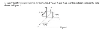 Answered: 1. Verify the Divergence Theorem for… | bartleby