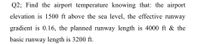 Q2; Find the airport temperature knowing that: the airport
elevation is 1500 ft above the sea level, the effective runway
gradient is 0.16, the planned runway length is 4000 ft & the
basic runway length is 3200 ft.
