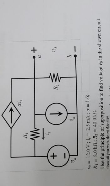 Answered 1 Vs R₁ ↓ S α²1 R₂ M A B Vo Vs … Bartleby