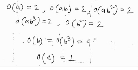 o(a) = 2 0(ab) = 2₁₂0 (96²) = 2
J
0 (ab ³) = 20 (6²) = 2
10 (6) = 0(6³) = 4°
0(e) = 1