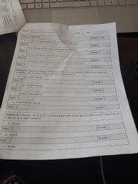 LELI
Names:
Date
Period:
Work
=a
Answer:
2 m/s?
b. A truck on the highway speeds up to 30 m/s from 10 m/s in 30 s
Work:
Answer:
A truck traveling at 30 m/s slams on its brakes and stops in 4 s
c.
Work:
Answer:
d.
A car moving at 40 m/s slows down to 25 m/s in 15 s
Work.
Answer:
e.
A lông-distance runner moves at a constant velocity of 5 m/s for 100 s
Work:
Answer:
Question 5: Suppose an airplane, landing on a runway with an initial speed of 45 m/s, slows down at an
acceleration rate of -5 m/s/s. What will the speed of the airplane be:
a
1 seçond after landing?
Work:
Answer:
b. 2 seconds after landing?
Work:
Answer:
C.
5 seconds after landing?
Work
Answer:
d. 9 seconds after landing?
Work:
Answer:
Question 6: A race car, moving at 20 m/s along a straight path accelerates at a rate of 6 m/s?. How long wih
it take the car to reach a speed of:
a. 26 m/ş
Answer:
Work:
b. 32 m/s
Answer:
Work:
C. 80 m/s
