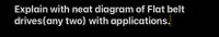 Explain with neat diagram of Flat belt
drives(any two) with applications.
