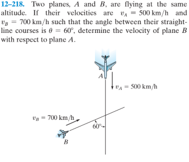 Answered: 12–218. Two Planes, A And B, Are Flying… | Bartleby