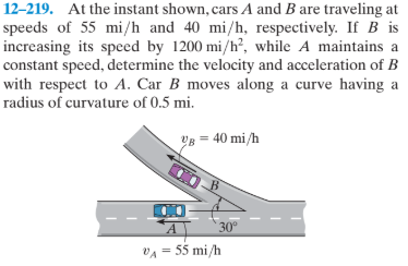 Answered: 12–219. At The Instant Shown, Cars A… | Bartleby