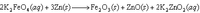 2K₂FeO₄(aq) + 3Zn(s) → Fe₂O₃(s) + ZnO(s) + 2K₂ZnO₂(aq)

This chemical equation represents a reaction involving potassium ferrate (K₂FeO₄) in aqueous solution reacting with solid zinc (Zn) to produce solid iron(III) oxide (Fe₂O₃), solid zinc oxide (ZnO), and potassium zincate (K₂ZnO₂) in aqueous solution. 

The equation shows the transformation of reactants into products, indicating a redox reaction where zinc reduces the ferrate ion.