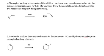 Answered: a. The regiochemistry in the… | bartleby