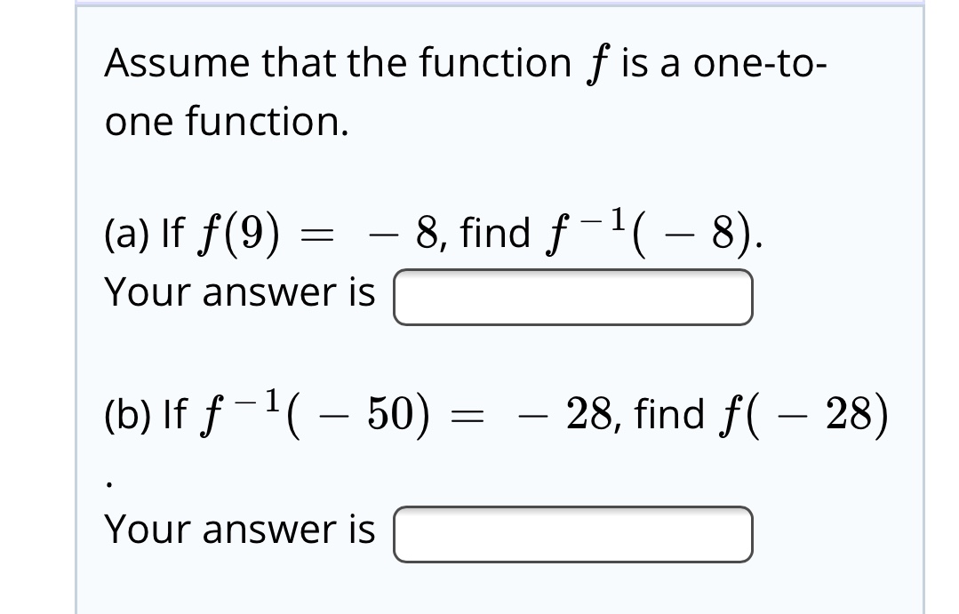 Solved The function f ﻿is one-to-one. Find its