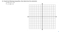 12. Graph the following inequalities, then determine the solution(s).
S-3x + y < -6
x + 2y < 2
