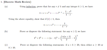 Answered: 1. [Discrete Math Review]: (a) Using… | Bartleby