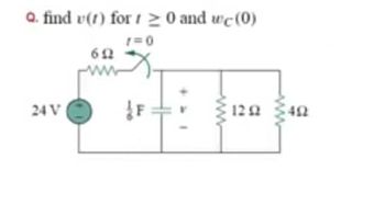 Q. find v(t) for t≥ 0 and wc (0)
612
1=0
24 V
1292