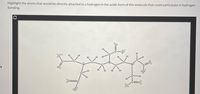 Highlight the atoms that would be directly attached to a hydrogen in the acidic form of this molecule that could participate in hydrogen
bonding.
:0:
